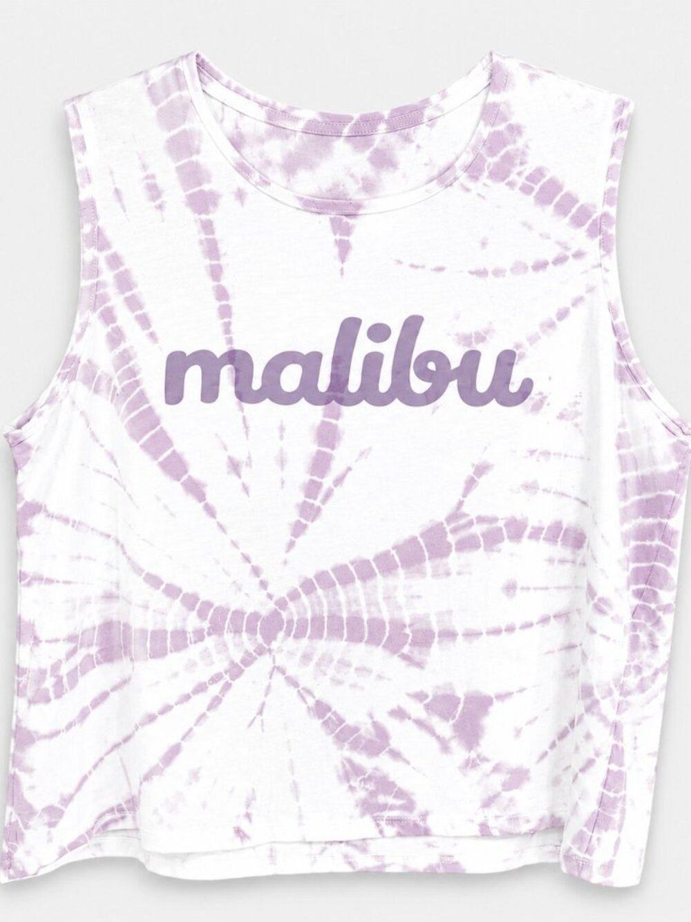 Women's MEDIUM Crop Tank Top Malibu Tie Dye Purple White COLSIE - Picture 3 of 6
